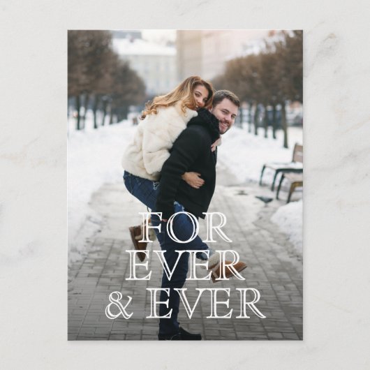 永遠に白い文字結婚式のために日付を保存 案内ポストカード (正面)