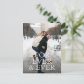 永遠に白い文字結婚式のために日付を保存 案内ポストカード (スタンド正面)