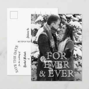 永遠に白い文字結婚式のために日付を保存 案内ポストカード