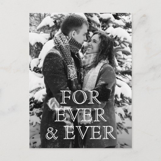 永遠に白い文字結婚式のために日付を保存 案内ポストカード (正面)