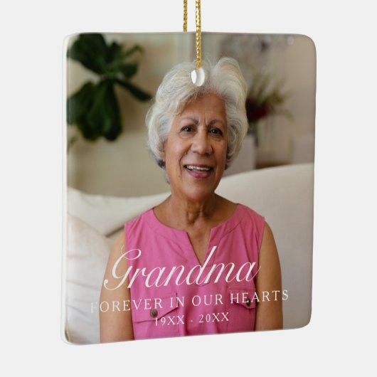 永遠に私たちのハートおばあちゃん記念写真 セラミックオーナメント (右)