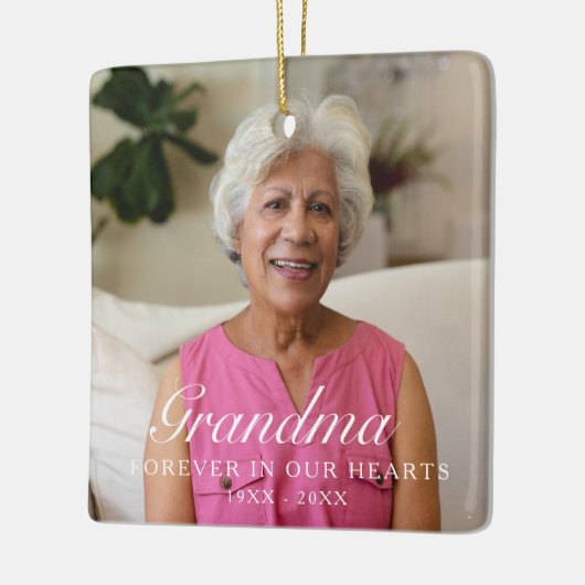 永遠に私たちのハートおばあちゃん記念写真 セラミックオーナメント (左)