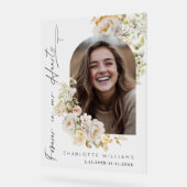 永遠に私たちのハートでフローラ写真葬儀へようこそ アクリルサイン (傾斜)