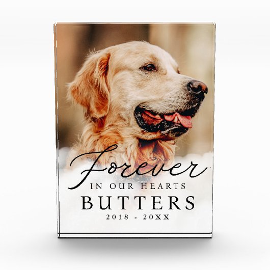 永遠に私たちのハートでペットモダンメモリアル フォトブロック (正面)