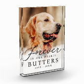 永遠に私たちのハートでペットモダンメモリアル フォトブロック (左)