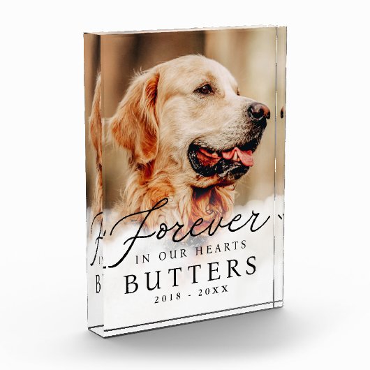 永遠に私たちのハートでペットモダンメモリアル フォトブロック (左)