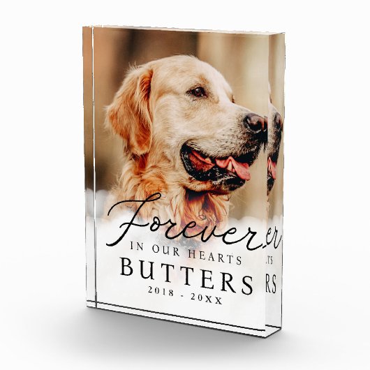 永遠に私たちのハートでペットモダンメモリアル フォトブロック (右)
