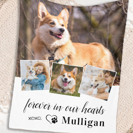 永遠に私たちのハートでペット犬メモリアル4写真 フリースブランケット