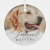 永遠に私たちのハートでペット記念モダン写真 ガラスオーナメント (正面)