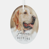 永遠に私たちのハートでペット記念モダン写真 ガラスオーナメント (正面左)