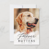 永遠に私たちのハートでペット記念モダン写真 サンキューカード (正面)