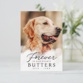 永遠に私たちのハートでペット記念モダン写真 サンキューカード (スタンド正面)