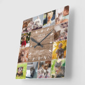 永遠に私たちのハートでペット記念写真コラージュ スクエア壁時計 (傾斜)