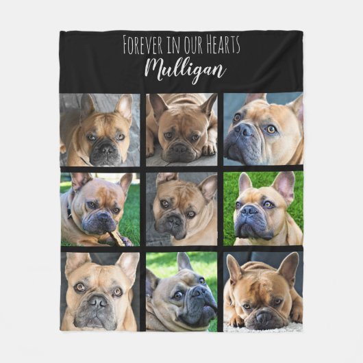 永遠に私たちのハートでペット記念写真コラージュ フリースブランケット (正面)