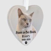 永遠に私たちのハートでペット記念写真記念 オーナメント (正面)
