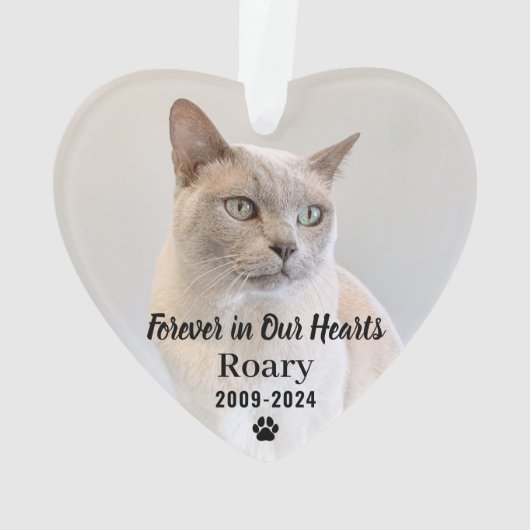 永遠に私たちのハートでペット記念写真記念 オーナメント (裏面)