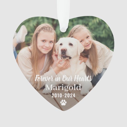 永遠に私たちのハートでペット記念写真記念 オーナメント (正面)