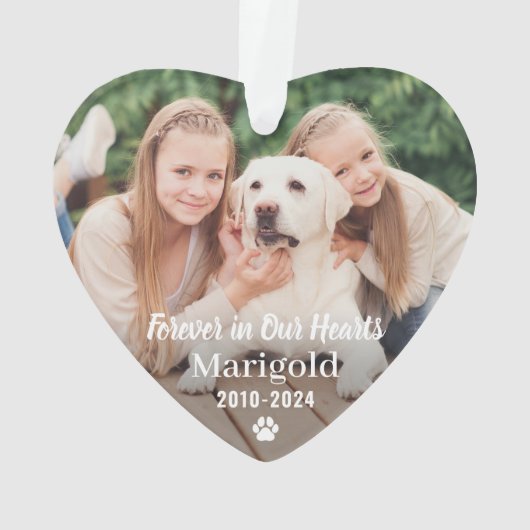 永遠に私たちのハートでペット記念写真記念 オーナメント (裏面)