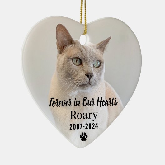 永遠に私たちのハートでペット記念写真記念 セラミックオーナメント (右)