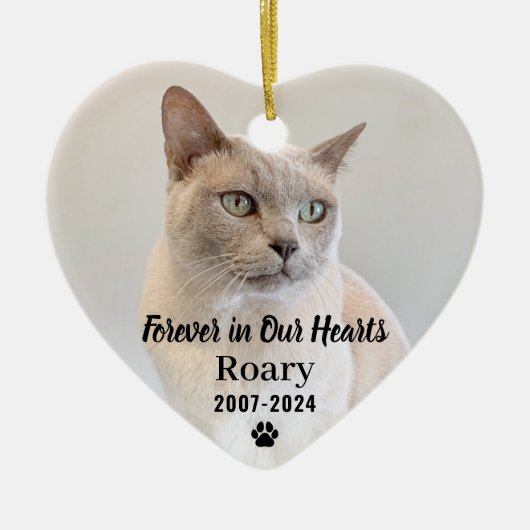 永遠に私たちのハートでペット記念写真記念 セラミックオーナメント (正面)