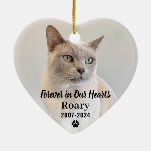 永遠に私たちのハートでペット記念写真記念 セラミックオーナメント (裏面)