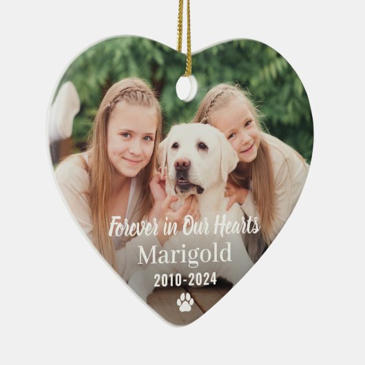 永遠に私たちのハートでペット記念写真記念 セラミックオーナメント (右)