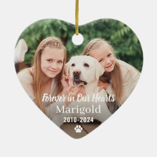 永遠に私たちのハートでペット記念写真記念 セラミックオーナメント (裏面)