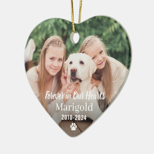 永遠に私たちのハートでペット記念写真記念 セラミックオーナメント (左)