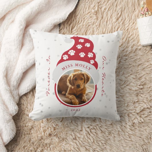 永遠に私たちのハートでペット記念写真 クッション (ブランケット)