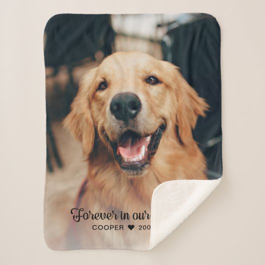 永遠に私たちのハートでペット記念写真 シェルパブランケット (正面)