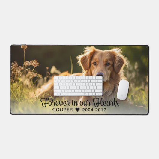 永遠に私たちのハートでペット記念写真 デスクマット (キーボード&マウス)