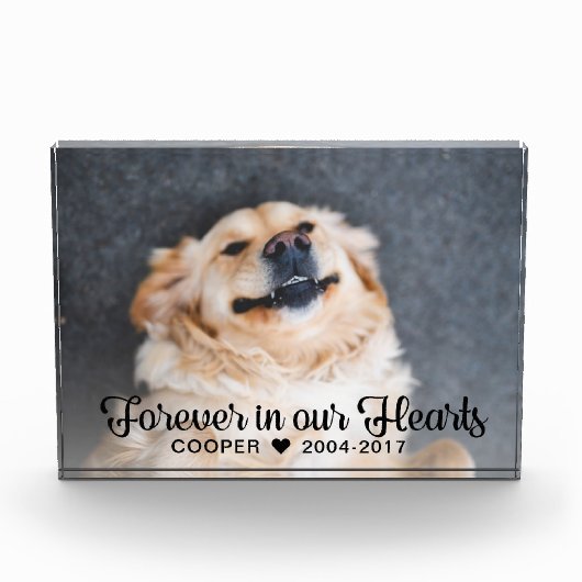 永遠に私たちのハートでペット記念写真 フォトブロック (正面)
