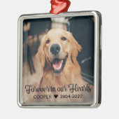 永遠に私たちのハートでペット記念写真 メタルオーナメント (左)
