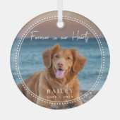永遠に私たちのハートでペット記念名写真 ガラスオーナメント (正面)