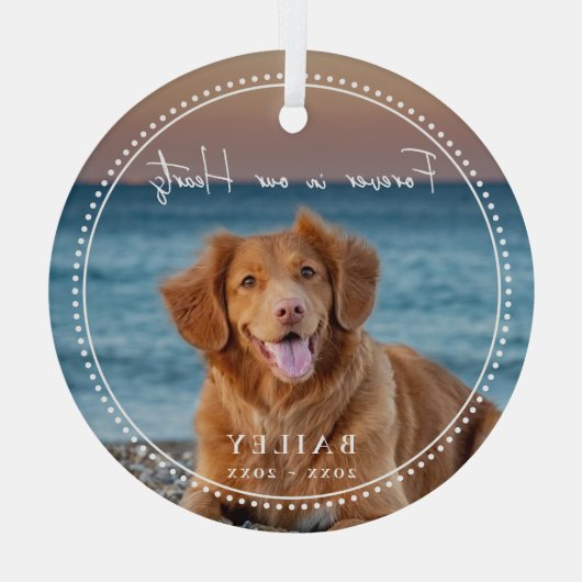 永遠に私たちのハートでペット記念名写真 ガラスオーナメント (裏面)