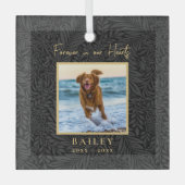 永遠に私たちのハートでペット記念名写真 ガラスオーナメント (正面)