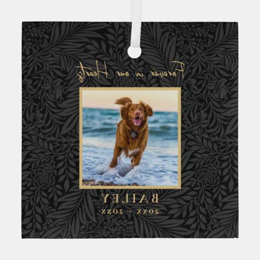 永遠に私たちのハートでペット記念名写真 ガラスオーナメント (裏面)