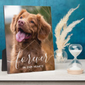 永遠に私たちのハートでペット記念犬の写真 フォトプラーク (側面)