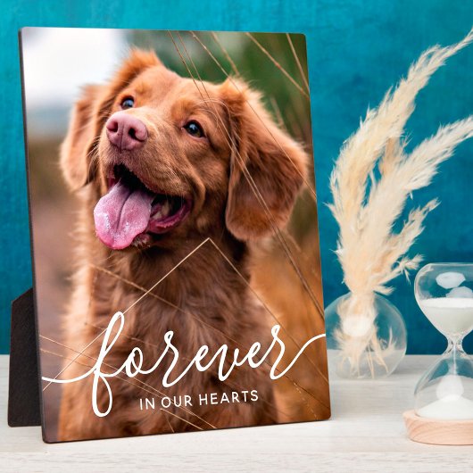 永遠に私たちのハートでペット記念犬の写真 フォトプラーク