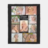永遠に私たちのハートでメモリアルコラージブラック フリースブランケット (正面)