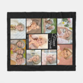 永遠に私たちのハートでメモリアルコラージブラック フリースブランケット (正面(横))