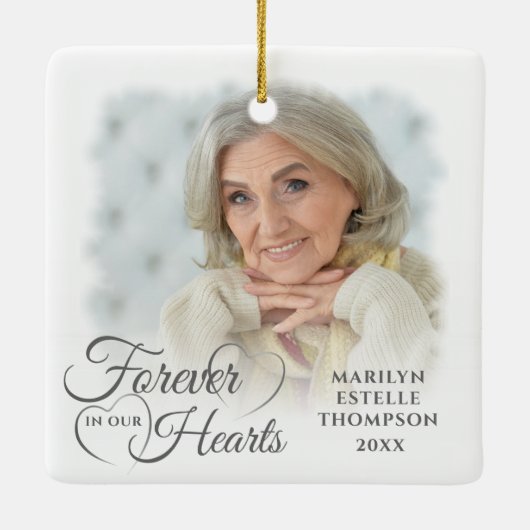 永遠に私たちのハートでメモリアル2 Photo Silver Gray セラミックオーナメント (裏面)