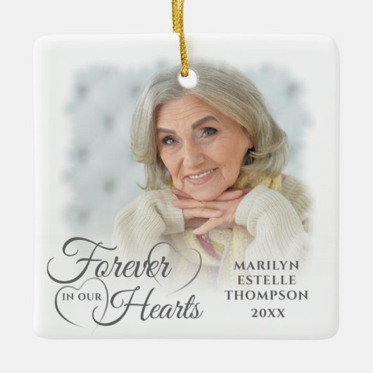 永遠に私たちのハートでメモリアル2 Photo Silver Gray セラミックオーナメント (正面)