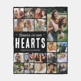 永遠に私たちのハートで写真コラージュ記念 フリースブランケット