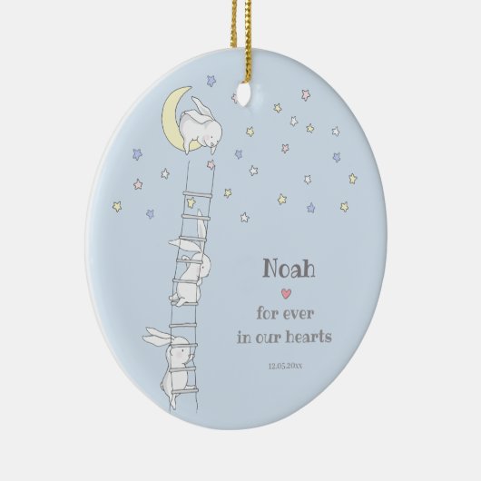 永遠に私たちのハートで可愛い子供の形見の損失 セラミックオーナメント (右)