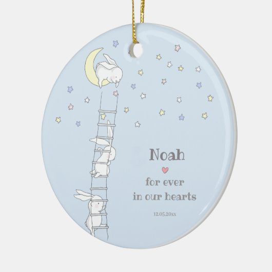 永遠に私たちのハートで可愛い子供の形見の損失 セラミックオーナメント (左)
