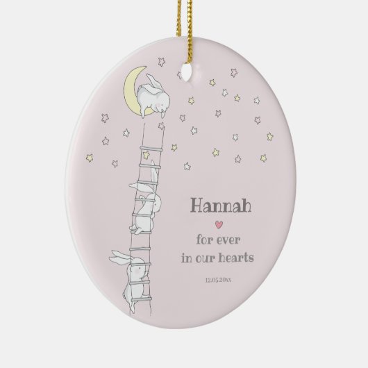 永遠に私たちのハートで可愛い子供の形見の損失 セラミックオーナメント (右)