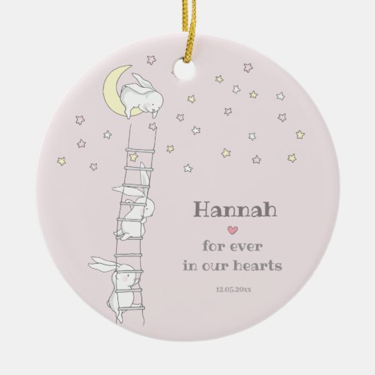 永遠に私たちのハートで可愛い子供の形見の損失 セラミックオーナメント (正面)