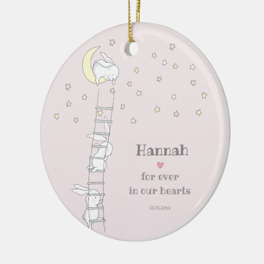 永遠に私たちのハートで可愛い子供の形見の損失 セラミックオーナメント (左)