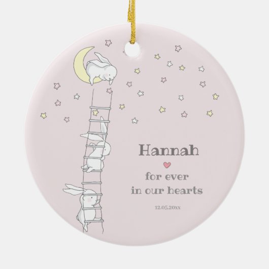 永遠に私たちのハートで可愛い子供の形見の損失 セラミックオーナメント (裏面)
